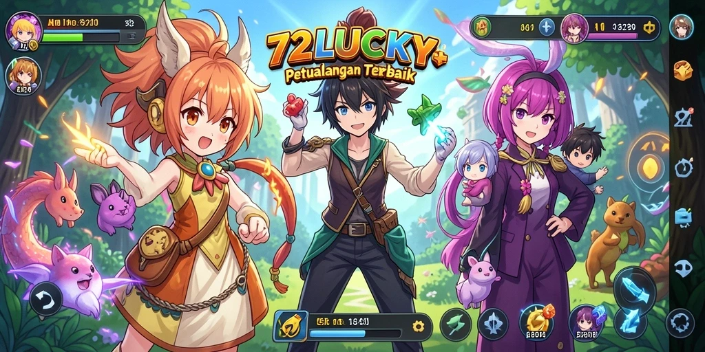 Screenshot gameplay 72LUCKY yang menampilkan aksi seru dari karakter anime.