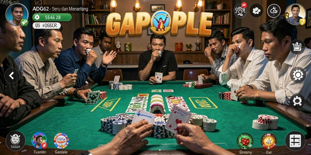Tampilan gameplay seru dari ADG62 saat bermain Gaple.