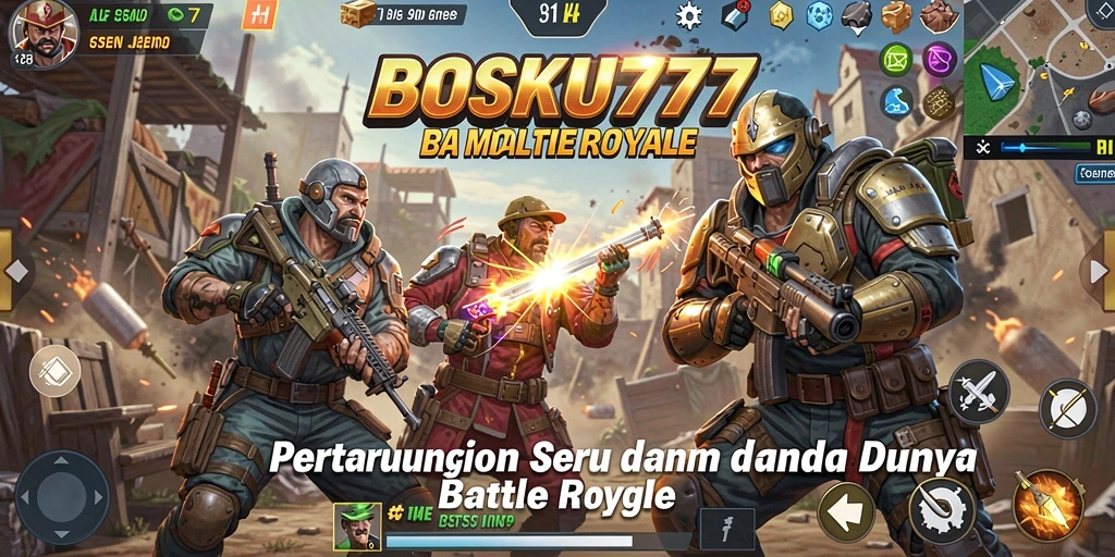 Tampilan gameplay seru dalam pertarungan Battle Royale di BOSKU777.