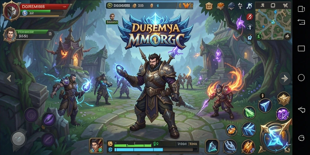 Screenshot gameplay DOREMI88 menunjukkan pertarungan seru di dalam dunia MMORPG.