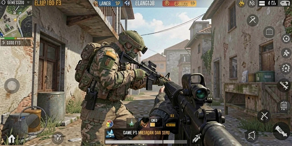 Tampilan gameplay ELANG138 dengan aksi menembak yang intens.