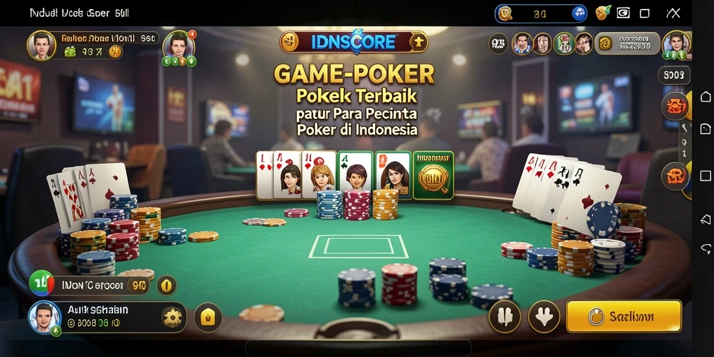 Tampilan gameplay poker yang menegangkan dan menarik di IDNSCORE.