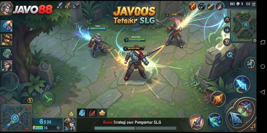 Tangkapan layar utama dari gameplay <strong>JAVO88</strong> menunjukkan aksi bangun dan perang yang menarik.