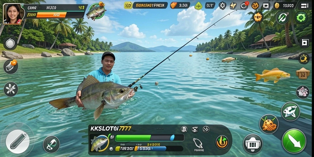 Gameplay KKSLOT777 yang seru dan menarik saat memancing.