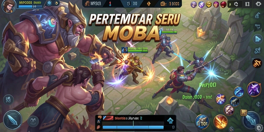 Tampilan seru aksi pertempuran dalam game MOBA MPO303.