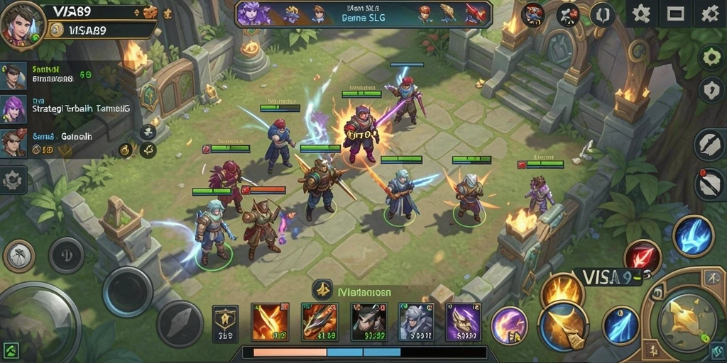 Tangkapan layar menunjukkan strategi pertarungan dalam game SLG yang mendebarkan.